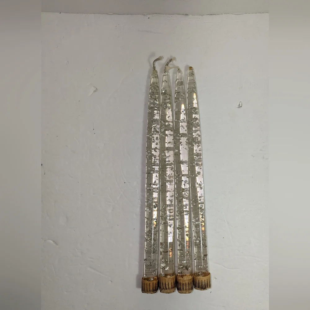 Lucite Silver Candlesticks Set of Four